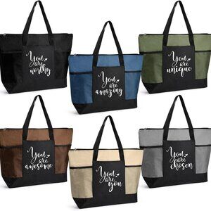 6 Pack Women Tote Bags Bulk Inspirational Appreciation Gifts for Work and Travel